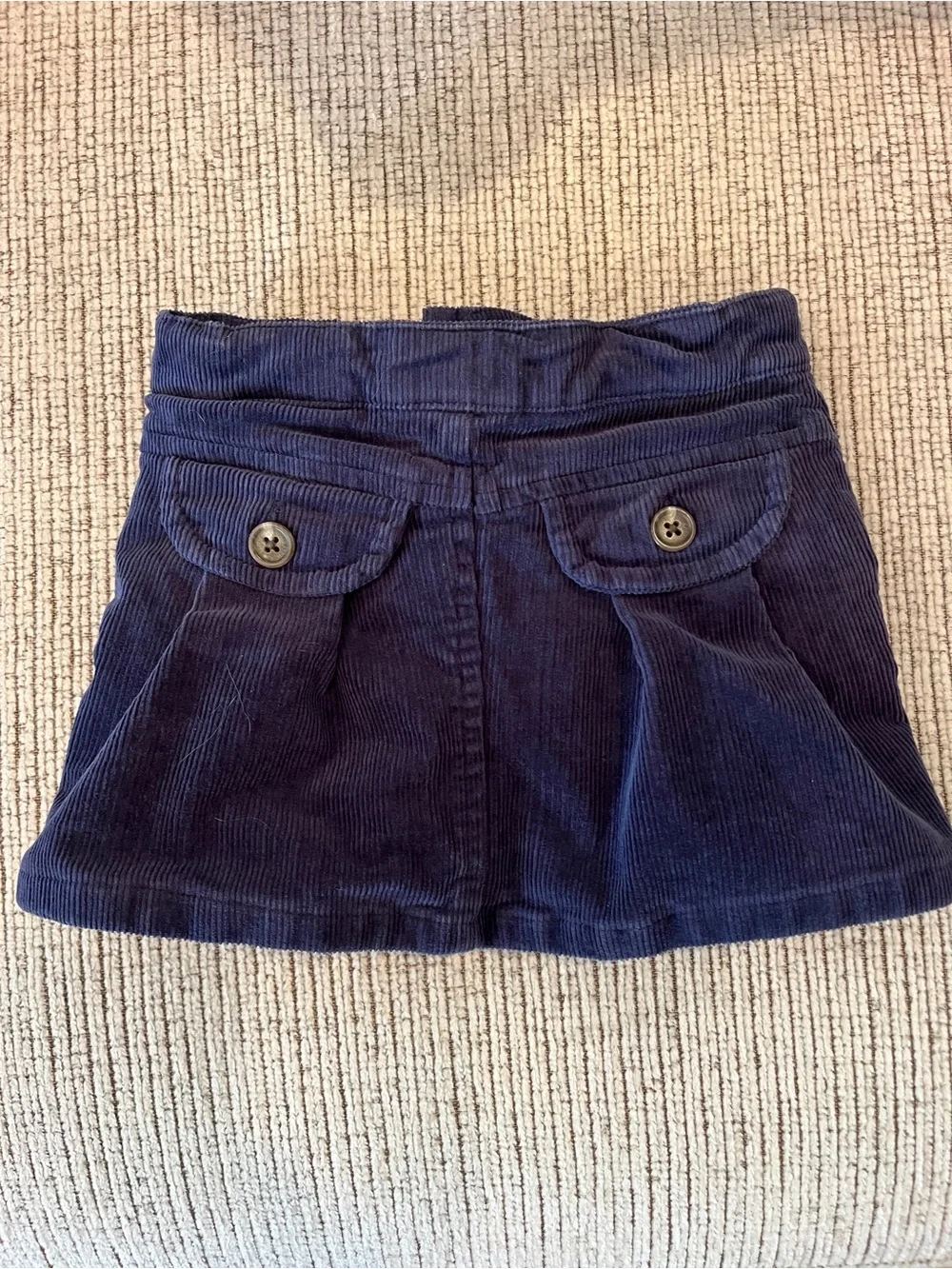 Ralph Lauren Navy Corduroy Mini Skirt with Floral Waist Trim